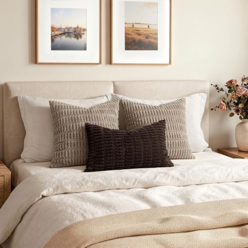 MIULEE Lumbar Corduroy Decorative Throw Pillow Covers 12x20 Dark Brown - Image 4