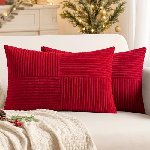 MIULEE Christmas Red Decorative Lumbar Throw Pillow Covers 12x20 in 2 Pack by MIULEE