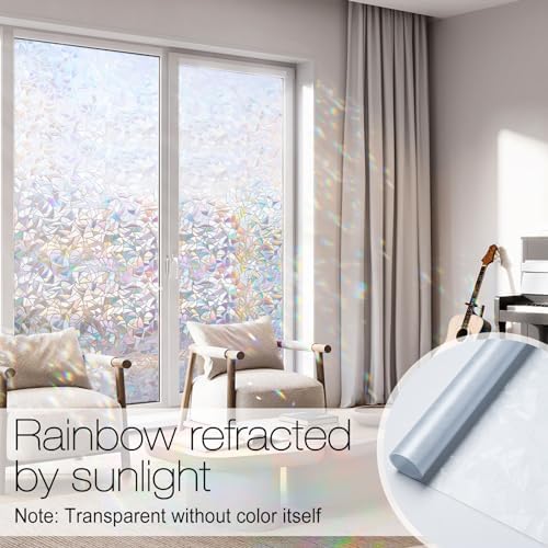 rabbitgoo Rainbow Window Privacy Film, Stained Glass Cling, 29.5" x 157.4" - Image 2