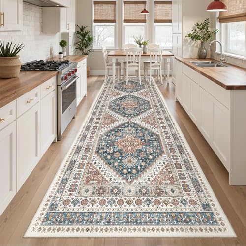 Madane Hallway Runner Rug 3x10 Washable Kitchen Runners 10ft, Navy Blue - Image 3
