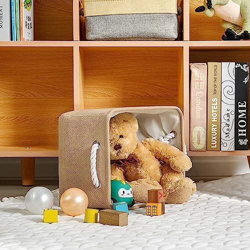 TheWarmHome Storage Bins for Shelves - Medium 3Pack 13.8L*9.8W*6.7H inch Canves Storage Basket for Organizing, Fabric Storage with Handles for Clothes Baby Dog Toys(Beige) - Image 5