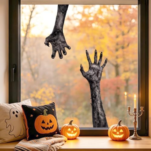 Zombie Hands Wall Decals Peel and Stick Halloween Wall Stickers, Creepy Monster Hand Removable Vinyl Wall Decor for Bedroom Party Decoration - Image 4