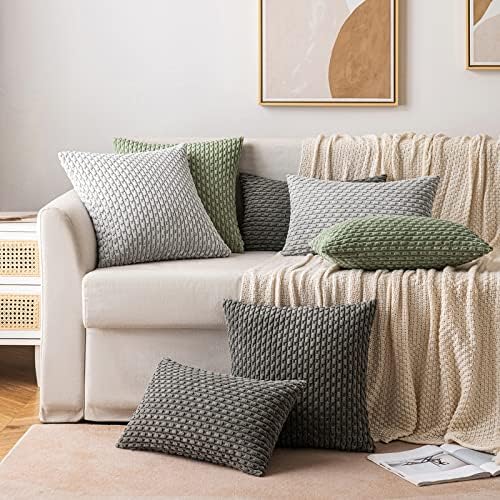 MIULEE Lumbar Decorative Throw Pillow Covers 12x20 Dark Grey Corduroy - Image 5