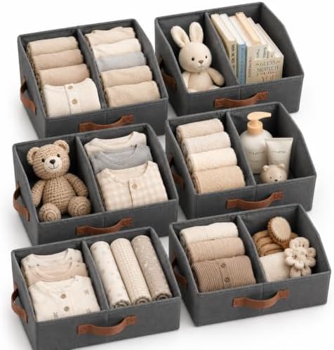 Closet Organizers Storage, Small Collapsible Bin 6pc, Dark Gray by HomeluxTheory