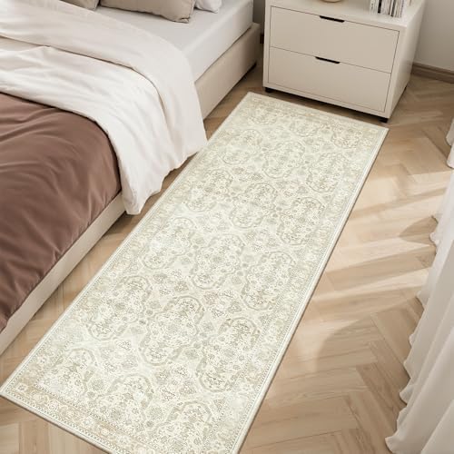 Soalmost Runner Rug 2x6 Washable Kitchen Hallway Runners Beige/Brown - Image 2