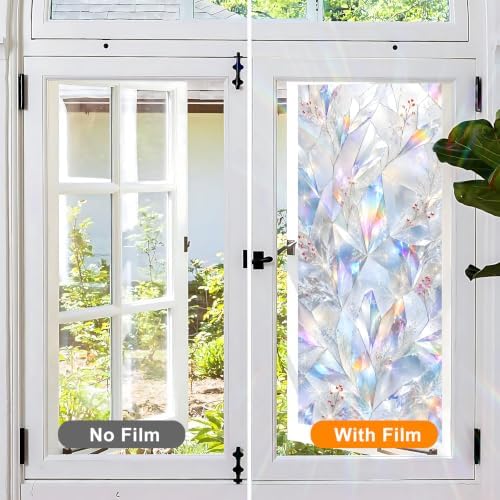 BVBOX Window Privacy Film Frosted Glass Window Sticker Window Film Static Glass Cling Tint Non-Adhesive for Home Door Decorative Frosting Cover 17.5 X 78.7 inch (1, Crystal Ice, 17.5W X39.3L) - Image 4