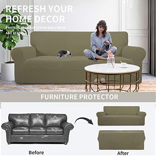 Easy-Going Stretch Loveseat Couch Covers Washable Khaki - Image 4