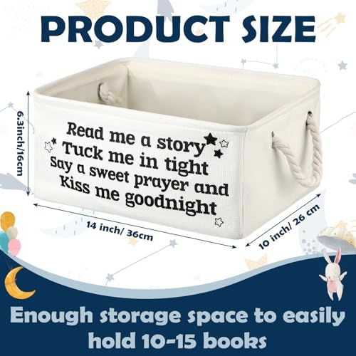 Marsui 1 Pcs Read Me a Story Book Storage Basket, Tuck Me in Tight, White - Image 2