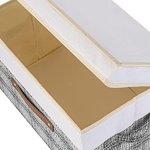 TYEERS Collapsible Storage Bins with Lids, Patchwork Design, Washable, Fabric Storage Boxes, 14.9x9.8x9.8 inches, 5 Pack, Gray - Image 5