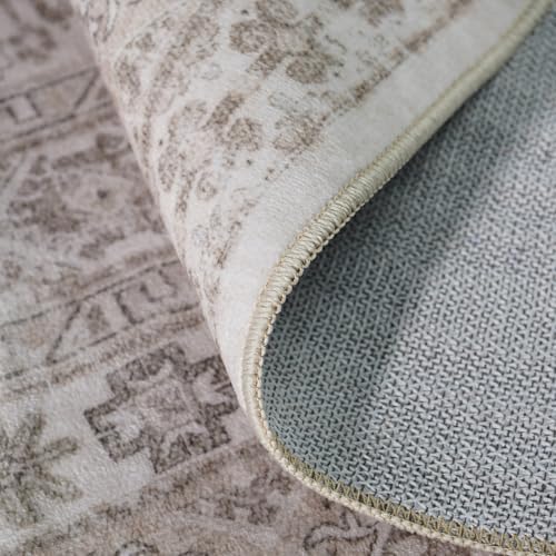 Ksrau 9x12 Area Rug Washable Vintage: Non Slip Living Room Large Rugs Beige - Image 5