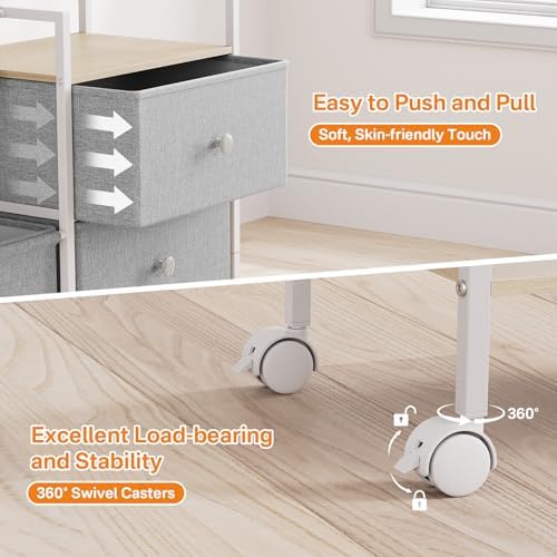 Modanais Baby Diaper Caddy Organizer Rolling Cart with Drawers, Light Gray - Image 3