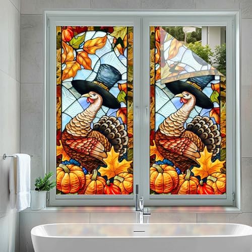 HOMETITUTE Thanksgiving Turkey Privacy Window Film Cling 17.7x39.3 PVC - Image 5