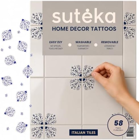 Suteka Tile Decal - Home Decor - Blue Italian, Set of 58 by Suteka