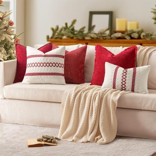 MIULEE Decorative Lumbar Throw Pillow Covers 12x20 Inch Red 2 Pack - Image 5