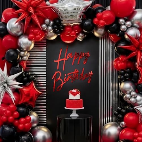 Yousoontic Happy Birthday Sign for Backdrop, 23 x 20 Inch, Classic, Red - Image 6