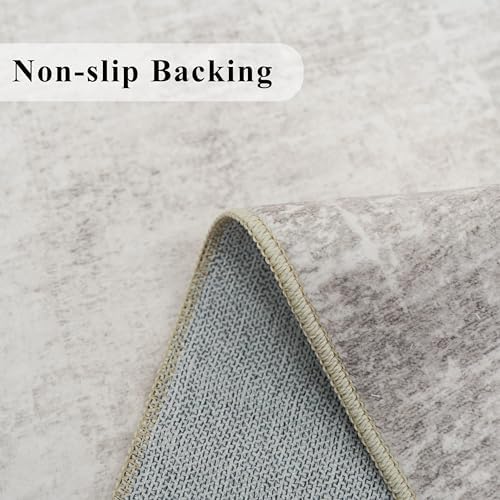 4x6 Living Room Area Rugs: Washable Abstract Non-Slip Small Carpet for Kitchen Bedroom Non-Shedding Floor Mat for Kids Room Office Stain Resistant Low-Pile Rug for Entry Dining Room(4x6,Beige/Cream) - Image 3