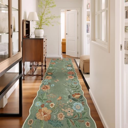 Lahome Floral Hallway Runner Rug Non Slip, 2'6''x10' Washable Runner Rug by Lahome