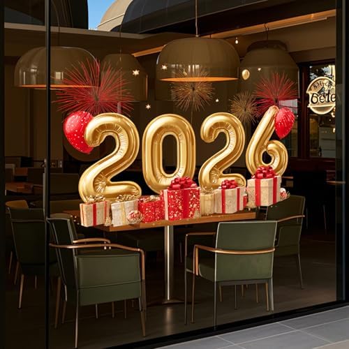 ANNA QUEEN 2026 Happy New Year Wall Decals | Peel and Stick Fireworks Balloon Wall Stickers – Removable Party Vinyl Wall Décor for Living Room, Office, Classroom & Window Displays - Image 5