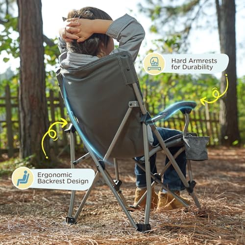 Busy Bee Oversized Kids Camping Chair with Cup Holder, High Back Toddler Chair Kids Folding Chair, Perfect for Beach & Outdoor, Supports 150 Lbs. - Image 5