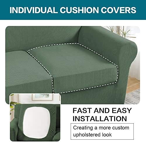 Turquoize 3 Piece Sofa Covers for 2 Cushion Couch Sofa Slipcover Soft Couch Cover for Dogs-Washable Sofa Furniture Covers with 2 Individual Cushion Covers (2 Cushion Sofa, Loden Frost) - Image 5