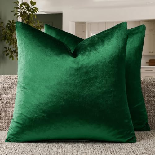 GIGIZAZA Green Velvet Pillow Covers 16x16 Decorative Pillows Pack of 2 by GIGIZAZAFocusingonhomedecoration