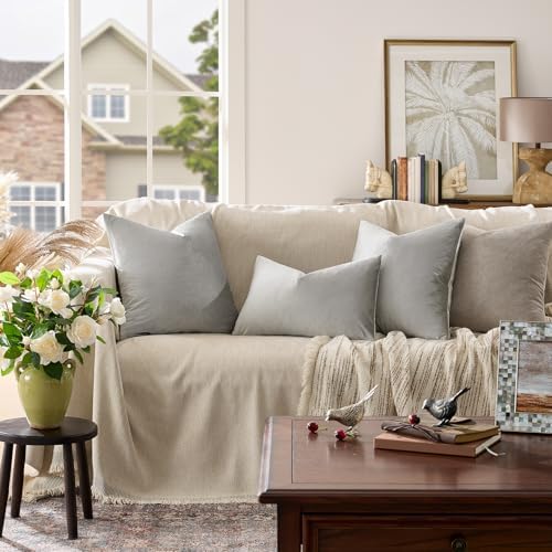 GIGIZAZA Silver Grey Velvet Throw Pillow Covers 16x16 Pack of 2 - Image 6