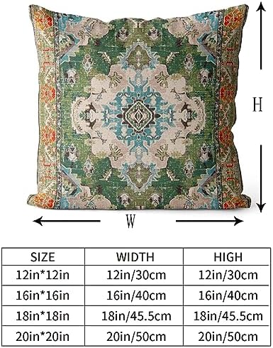 Snycler Boho Throw Pillow Covers 16x16 inch Set of 2 Boho Rug Carpet Double Sided Pattern Cotton Soft Pillow Case Cushion Cover Pillowcase for Couch Sofa Bed Decorative (Green) - Image 3