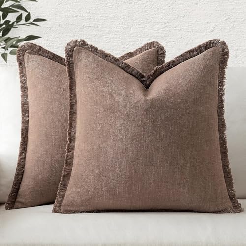 MIULEE Linen Decorative Fall Euro Throw Pillow Covers Dark Coffee 28x28 by MIULEE