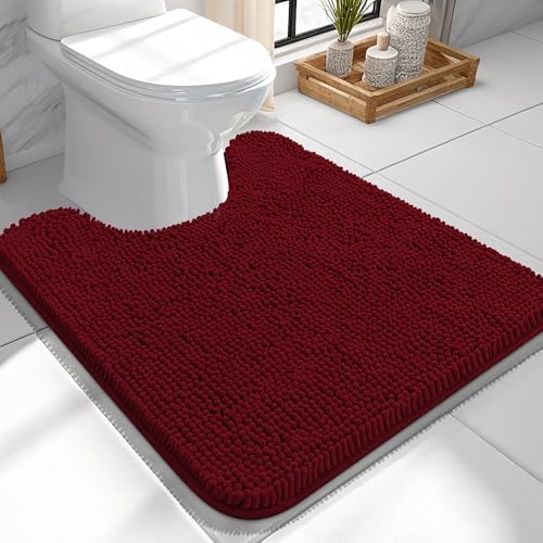 OLANLY Toilet Rugs U-Shaped 24x24, Soft Absorbent Chenille Contour Rugs by OLANLY