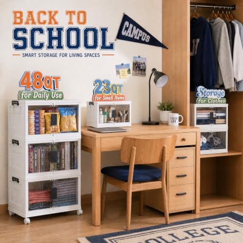 OlarHike 144QT Storage Bins with Lids for Closets, Office, Dorm, 3 Pack - Image 3