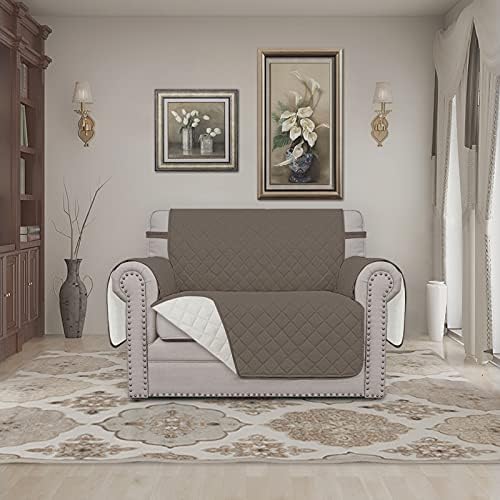 Easy-Going Reversible Couch Cover, Oversized Chair, Taupe/Ivory - Image 2