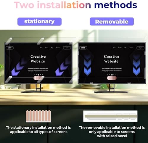 [2 Pack] 27 Inch Computer Privacy Screen Filter for Monitor 16:9 Aspect Ratio, Eye Protection Anti Blue Light Privacy Shield and Anti-Glare Protector, 27inch Removable Anti-Scratch 27in Protector Film - Image 5