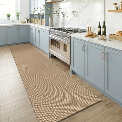 KOZYFLY Runners for Hallways 2.6x8 ft Washable Kitchen Runner Non Slip Rubber Backed Hall Runners Cotton Entryway Runner Rugs for Indoor Backdoor Bedroom Kitchen, Orange Beige/Tan/Brown - Image 2