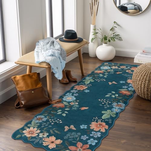 Lahome Floral Washable Runners for Hallways, 2x5 Soft Kitchen Runner Rug by Lahome