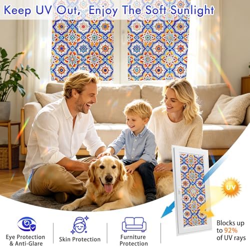 SOMWISE Rainbow Stained Glass Window Privacy Film,Heat Blocking Save Energy - Image 4