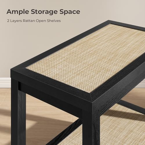 SICOTAS Rattan Bedside Table Set of 2, End Table with Storage - Image 5