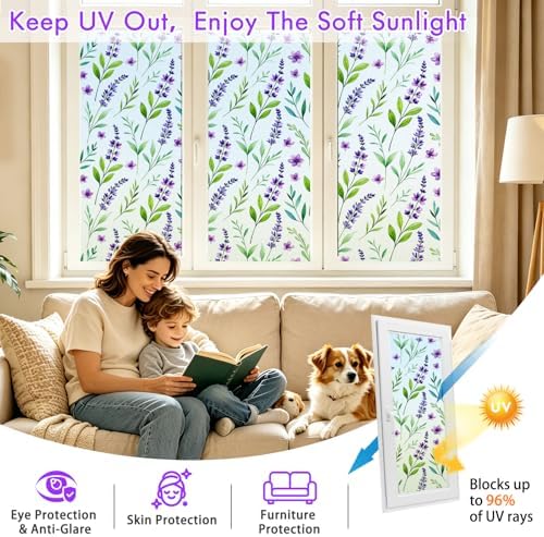 SOMWISE Frosted Window Privacy Film, Decorative Sun Heat Blocking, Anti UV - Image 4