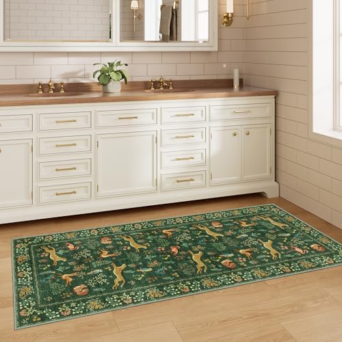 DUKINO 2x5 Rug for Hallway, Washable Animal Runner Rug Non Slip, Green - Image 4