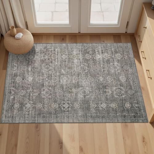 Rugxara 2x3 Entryway Rug Door Mat, Washable Samll Rug, Non Slip, Taupe/Grey by Rugxara