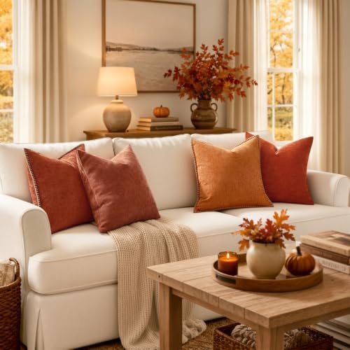 MIULEE Fall Decorative Lumbar Throw Pillow Covers 12x20 Inch Rust 2 Pack - Image 6