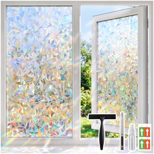 Coavas Rainbow Window Privacy Film, Stained Glass Cling, 17.5" x 78.7" by Coavas