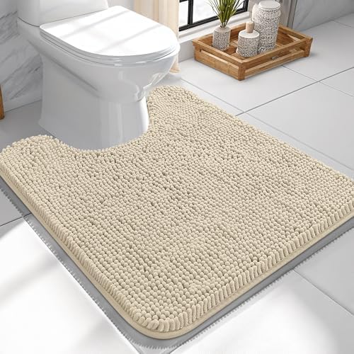OLANLY Toilet Rugs U-Shaped 24x24, Soft Absorbent Chenille Contour Rugs by OLANLY