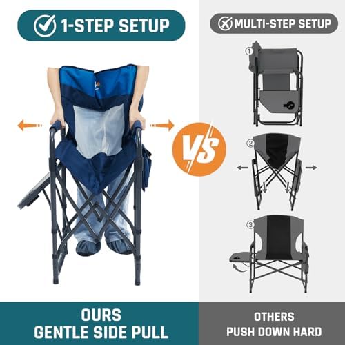 2 Pack Camping Directors Chair with Side Table & Breeze Mesh Backrest - Image 4