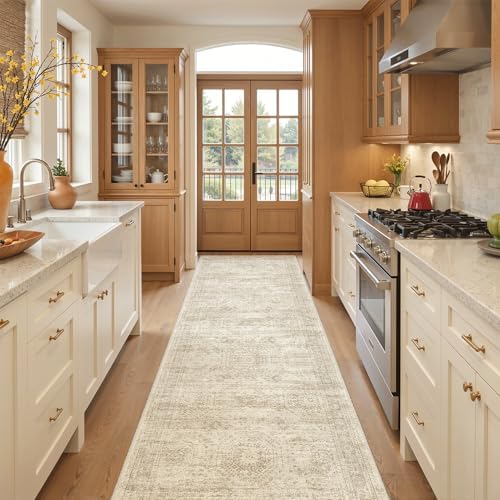 Soalmost Washable 3x10 Hallway Runner Rug Non-Slip Kitchen Entry Rugs Beige - Image 3