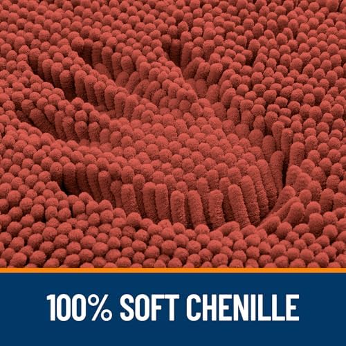 OLANLY Bathroom Runner Rugs 44x24, Soft Absorbent Chenille Bath Rugs, Rubber Backing Quick Dry, Machine Washable Long Bath Mats for Bathroom, Tub and Shower, Home Decor Accessories, Rustic Terracotta - Image 3