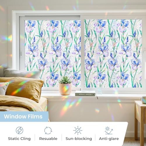 ADD.HERES Rainbow Window Privacy Film, Stained Glass Cling, 17.5" x 78.7" - Image 2