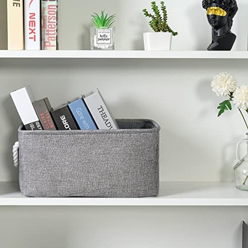 TheWarmHome Storage Bins Basket - Storage Baskets for Organizing Shelves,Home Closet Organizer for Book Shelf Organization,Fabric Storage Cubes,Medium Decorative Grey Basket Gift - Image 3
