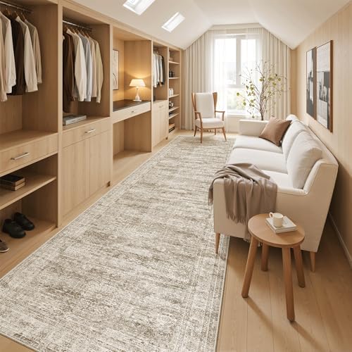 Soalmost Washable 3x12 Hallway Runner Rug Non-Slip Kitchen Entry Rugs Brown - Image 4