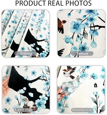 Cherry Blossom Tree Wall Decals with Birds, Large Removable Peel and Stick Flower Wall Stickers for Girls Room, Bedroom, Living Room Decor, 61.81 x 50.39 Inch, 4 Sheets (Blue) - Image 7