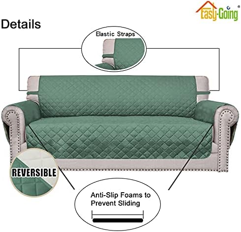 Easy-Going Oversized Chair Sofa Slipcover Reversible Sofa Cover Water Resistant Couch Cover Furniture Protector Cover with Elastic Straps for Pets Dog (Oversized Chair, Cyan/Ivory) - Image 3